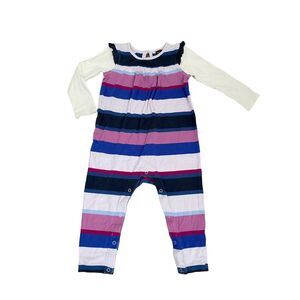 Tea Collection Striped Long Sleeve Purple Romper - 12-18 mo #nepal